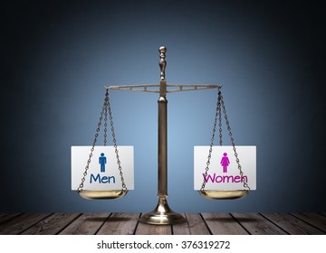 Equality Between Man And Woman Concept With Beam Scales And Sign