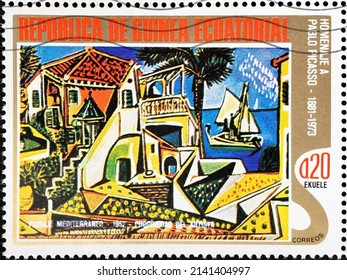 Equatorial Guinea, Circa 1975: Postage Stamp From The Series
Picasso: Abstract Paintings Showing The Painting 