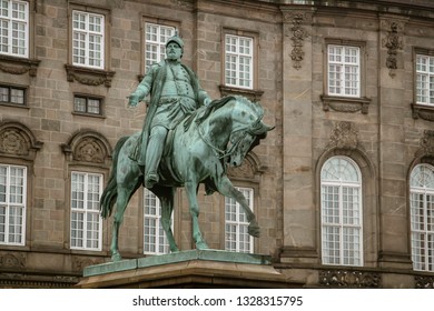 The Equestrian Statue Of Frederick VII In Front Of Christiansborg Palace. 1873. Copenhagen, Denmark.