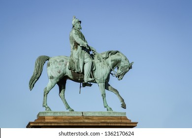 The Equestrian Statue Of Frederick VII In Front Of Christiansborg Palace. 1873. Copenhagen, Denmark.