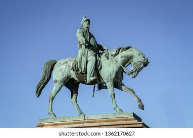 The Equestrian Statue Of Frederick VII In Front Of Christiansborg Palace. 1873. Copenhagen, Denmark.