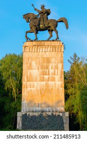 Equestrian Statue Of Stephen III Of Moldavia At Sunset In Suceava, Romania