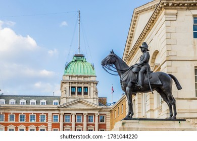 Equestrian statue of the Viscount Wolseley and the Old Amiralty Building, London, England, United Kingdom, Europe