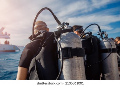 Equipment For Diving And Snorkeling In Sea On Boat. Concept Banner Tourism Ocean Yacht.