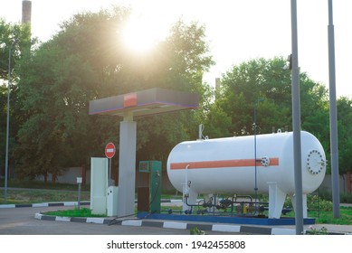 Equipment At A Gas Station On A Summer Day.