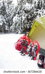 Equipment for a hike in the winter.
