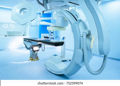 Equipment and medical devices in operating room, blue filter
