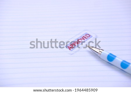 ฯffice equipment on table background and stamp on word for document