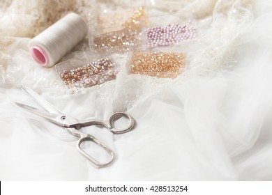 Equipment for sewing elegant wedding dress