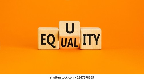 Equity or equality symbol. Concept word Equity Equality on wooden cubes. Beautiful orange table orange background. Business and equity or equality concept. Copy space. - Shutterstock ID 2247298835