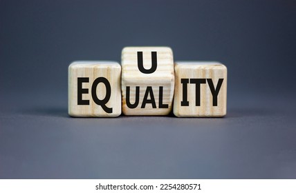 Equity or equality symbol. Concept word Equity Equality on wooden cubes. Beautiful grey table grey background. Business and equity or equality concept. Copy space. - Shutterstock ID 2254280571