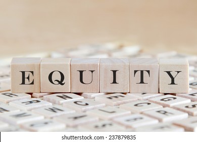 Equity Word Background On Wood Blocks