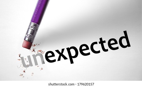 Eraser Changing The Word Unexpected For Expected