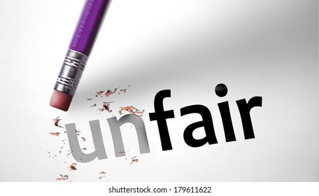 Eraser Changing The Word Unfair For Fair