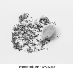 Eraser Dust And Eraser On White Background