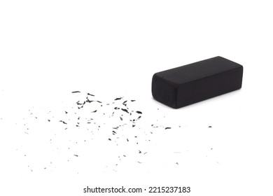 Eraser With Eraser Shavings On White Background