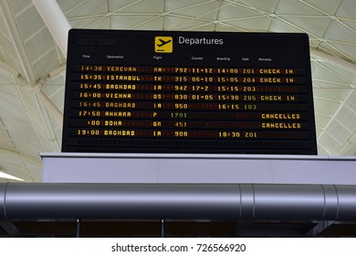 Erbil, Iraq - 29 September,2017: Interior Of Erbil International Airport