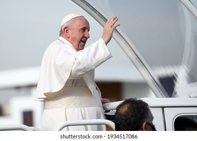 Erbil,Kurdistan, Iraq – March 7, 2021: Pope Francis During His Visit To Kurdistan, Iraq

