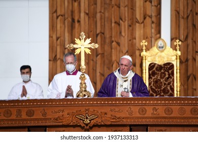 Erbil,Kurdistan, Iraq – March 7, 2021: Pope Francis , During His Vist To Kurdistan
