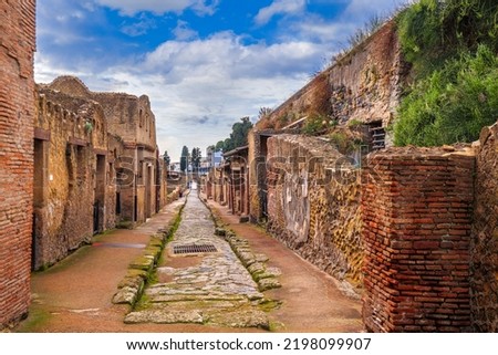 Ercolano, Italy at Herculaneum, an ancient Roman town buried in the eruption of Mount Vesuvius in AD 79.