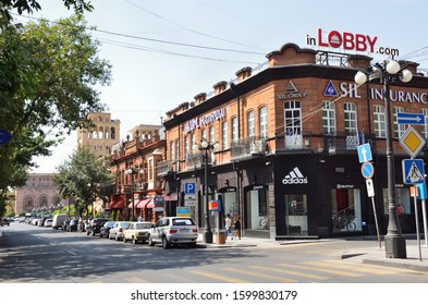 Erevan, Armenia, September, 15, 2014. Cars Are On Abovyan Street In Erevan