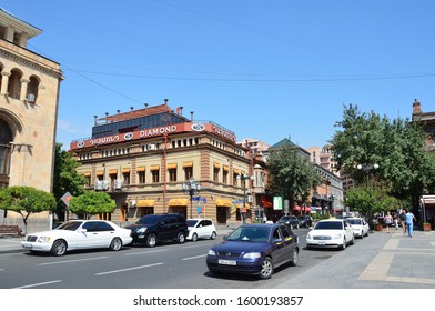 Erevan, Armenia, September, 15, 2014. Cars Are On Abovyan Street In Erevan