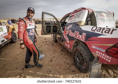 
Erfoud, Morocco. October 9, 2017. Oilibya Cross-Country Rally Of Morocco, Preparation To Dakar 2018. Nasser Al Attiyah, Toyota Hilux.

