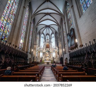 Erfurt, Germany - Jan 18, 2020: Erfurt Cathedral Interior - Erfurt, Thuringia, Germany