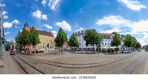 Erfurt, Germany - July 29, 2018: people at the central square in front of the cathedral at the city of Erfurt, Germany. Erfurt is the Capital of Thuringia and the city was first mentioned in 742.