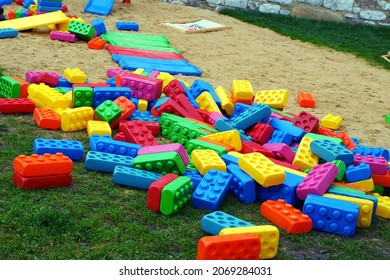 Erfurt,Thuringia Germany May  14 2021  Giant Colorful Blocks On A Playground