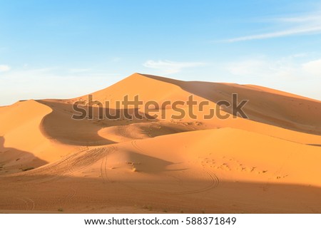 Erg Chebbi Sand dunes in Sahara Desert near Merzouga, Morocco