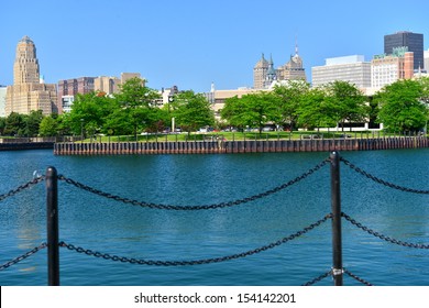 Erie Marina Basin And Buffalo Skyline, Buffalo, NY, USA