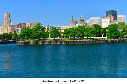 Erie Marina Basin And Buffalo Skyline, Buffalo, NY, USA