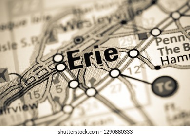 Erie. Pennsylvania. USA On A Map