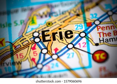 Erie. Pennsylvania. USA On A Map