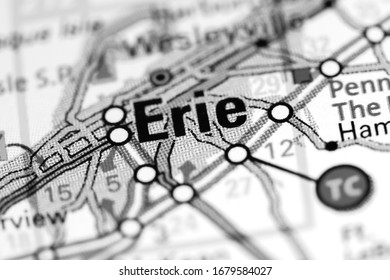 Erie. Pennsylvania. USA On A Map