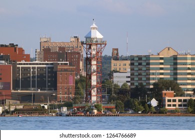 Erie, Pennsylvania/United States Circa 2018: Bicentennial Tower Located At Dobbins Landing On Lake Erie 
