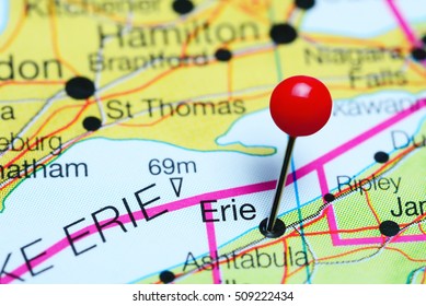 Erie Pinned On A Map Of Pennsylvania, USA
