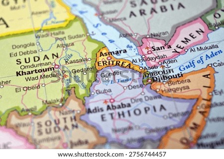 Eritrea Macro World Map Defocused Bokeh Background Close Up Geographic Image
