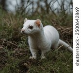 The ermine, also known as the stoat, is a small, agile mammal with a sleek, slender body and a distinctive white winter coat. In warmer months, its fur is a rich brown, but it turns snowy.