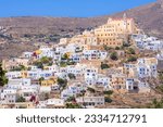 Ermoupoli - Ano Syros catholic fief Saint-Georges cathedral. It is the cathedral of the Roman Catholic Diocese located in the town of Ano Syros, on the island of Syros, Cyclades Greece 