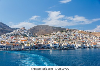 Ermoupolis At Syros Island Against A Blue Sky, Greece