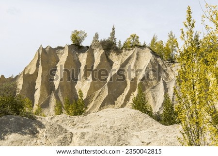 Eroded sand hill in an abandoned stone pit as poart of the former prison in Rummu, Estonia in the Baltic States, Europe Imagine de stoc © 