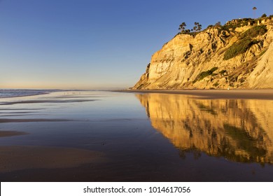 Eroded Sandstone California Cliffs And Torrey Pines State Beach Landscape Scenic View At La Jolla Shores North Of San Diego Pacific Ocean Coastline 