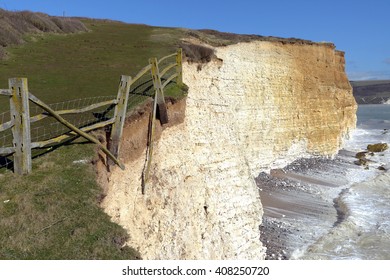 Erosion Of Chalk Cliffs, Hope Gap, East Sussex, UK