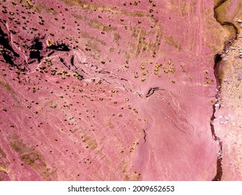 Erosion of red soil - aerial view
