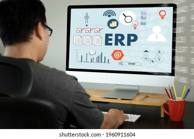 ERP As Emergency Response Procedures Thoughtful Male Person Looking To The Digital Tablet Enterprise Resource Planning ERP