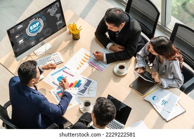 ERP enterprise resource planning software for modish business to plan the marketing strategy - Shutterstock ID 2229222581