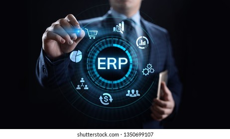 ERP Enterprise Resources Planning System Software Business Technology.