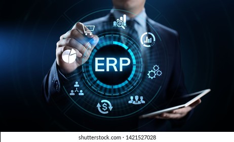 ERP Enterprise Resources Planning System Software Business Technology.